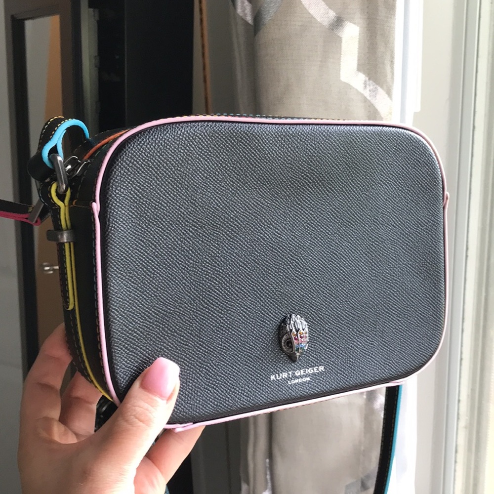 NEW kurt Geiger rainbow stitch camera bag